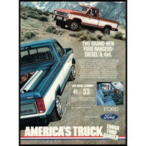 1983 Ford Ranger Diesel 4x4 Truck Vintage Print Ad Mountains Desert Wall Art